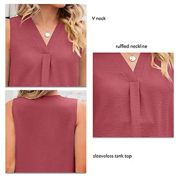 Dame Ærmeløs Top V-hals Ensfarvet Løs Stil Åndbar Moderigtig Sommer Tanktop (XLPink) Pink XL