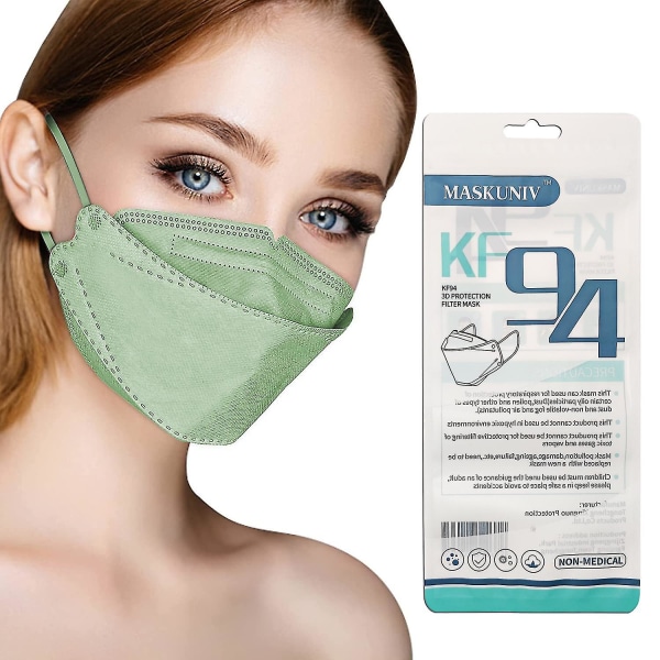 50 st engångsmunskydd Kf94-masker Anti-damm ansiktsmasker Vuxna Färgglada Kf94-skyddsmasker（Ljusgrön）