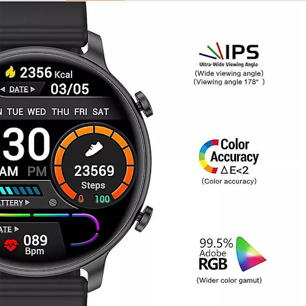 Z31 Smart Watch Bluetooth 1,32-tommer High-definition Farveskærm 3d Dynamisk Skive Musiksportur（Sort）