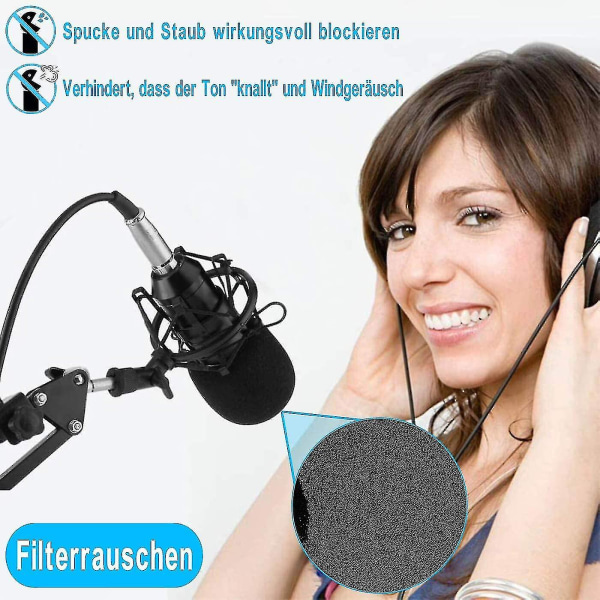Mikrofon Popfilter, 20 st Mikrofon Vindruta Skumskydd Mikrofon Skumskydd Karaoke Mikrofon Ljuddämpare Svart