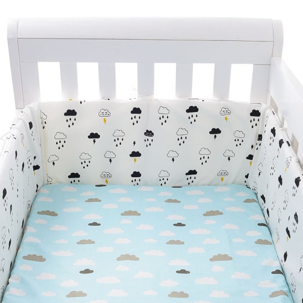 Sengebumper sengekant 200x30 cm til babyseng, (helt rundt) med kantbeskyttelse, rede), border, sengetøj, sengeslange