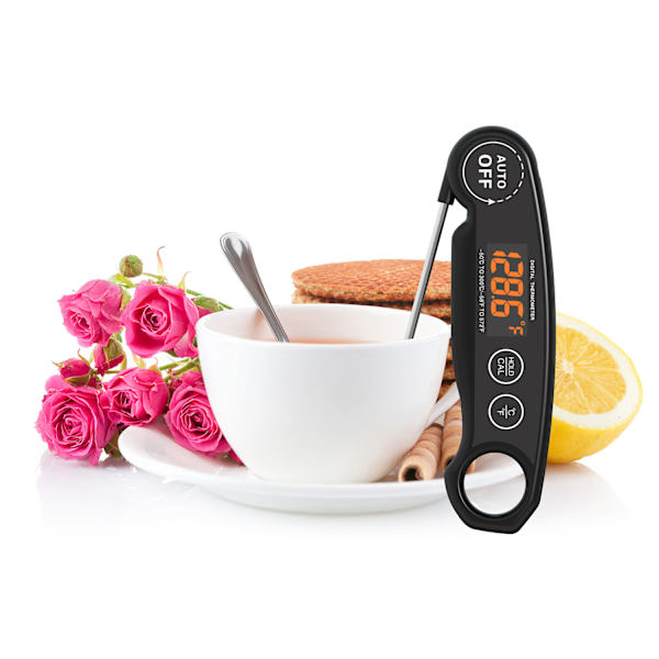 Nytt sammenleggbart, vanntett grilltermometer med LED-display, elektronisk kjøkkentermometer med USB-lading