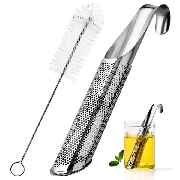 Sæt med 2 te filtre i rustfrit stål, genanvendelig te-diffuser, lang H