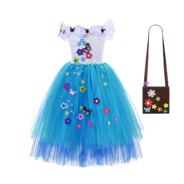 Encanto Madrigal Dress Girls Mirabel Cosplay Barn Halloween Princess Costume（L(5-6Y)）