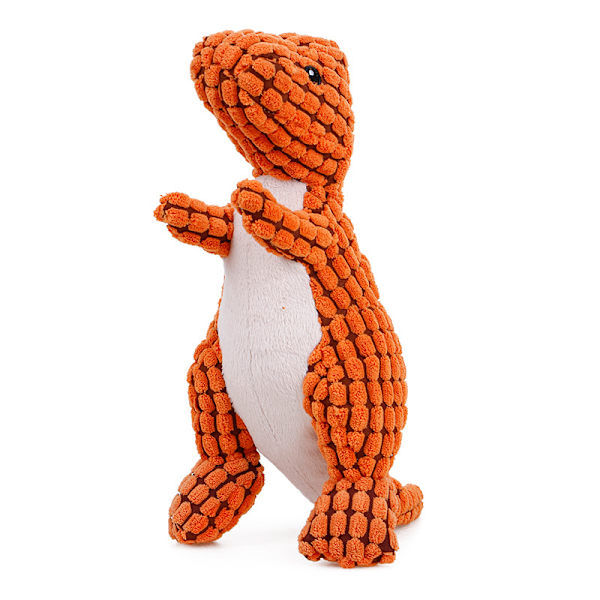 Pehmolelu koiralle, puuvillasta valmistettu koiran purulelu, lahja pienille ja keskisuurille pennuille (oranssi dinosaurus)