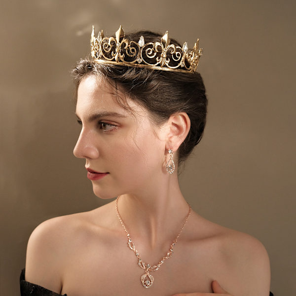 Middelalderlig kongelig krone tiara diadem kongekrone hårstykke kostume A