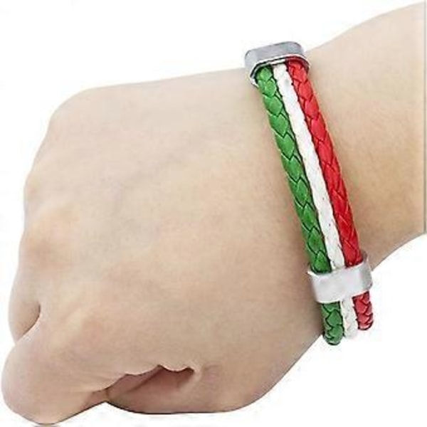 Flettet italiensk tricolore tema unisex armbånd grøn hvid og rød