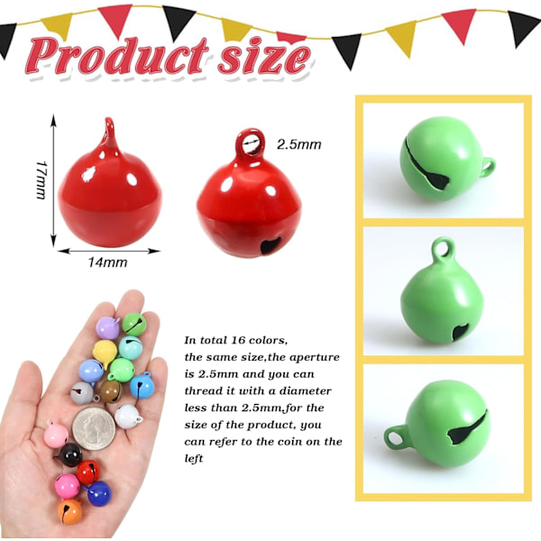 30 kpl Jingle Bells -koristeita, metalliset kellot 14 mm, DIY-käyttöön