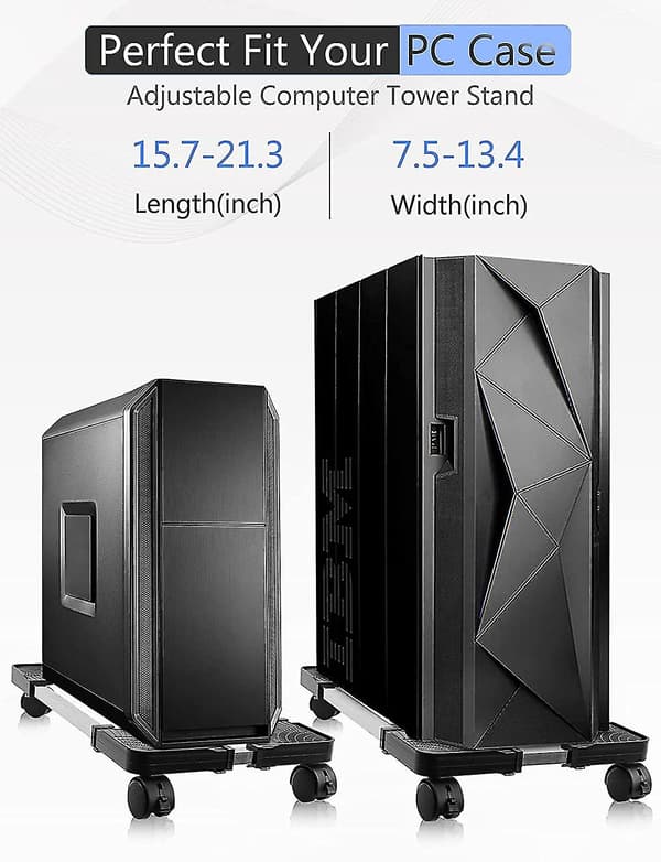 Datamaskin Stativ, Justerbart Mobil Cpu Stativ Med Rullende Hjul
