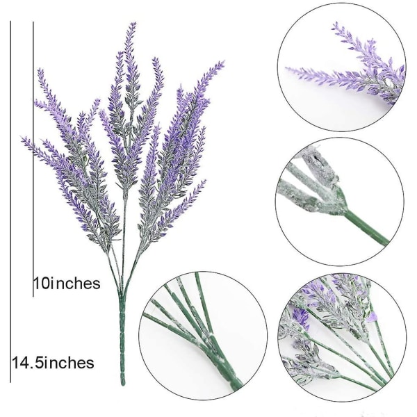 Konstgjorda lavendelblommor falska växter med plastbröllopsbukett (8 st lila)