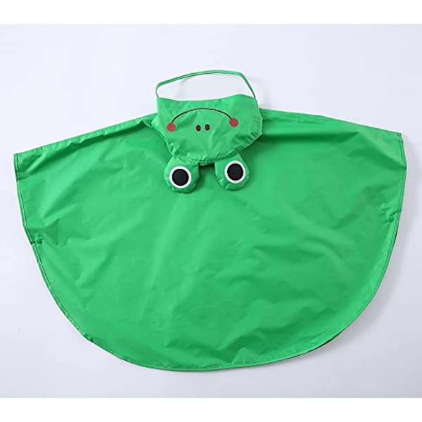 Unisex Baby Børne Regnfrakke Letvægts Flagermus Kappe/Regnponcho med Hætte 6-8 år (Grøn Frø) Grenouille