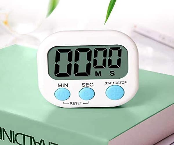 Digital visuell timer Stoppeklokke Nedtellingstimer med høy alarm, magnetisk bakside, stativ, (hvit)