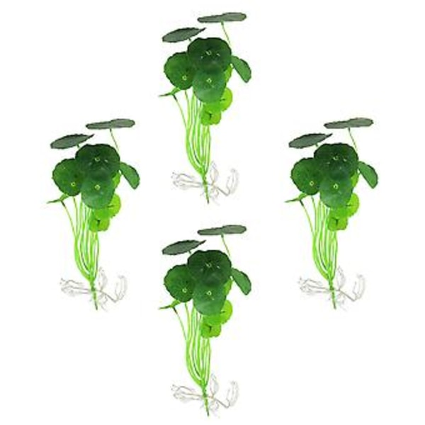 4 stk. Simulations Lotusblad Akvarium Ornamenter Plastik Fisketank Dekoration
