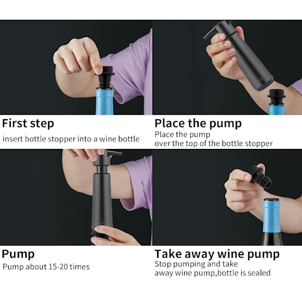 Vakuumpump för vin med 4 flaskproppar, vinflaskeproppar, vinflaskor