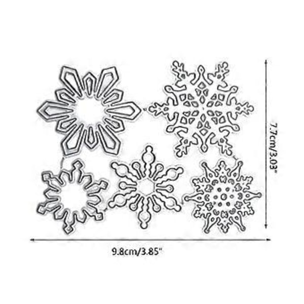 5 st/set Snöflingor Skärmall Stencil Olika Designer Jul Snöflingor Präglingsmall Partydekorationer