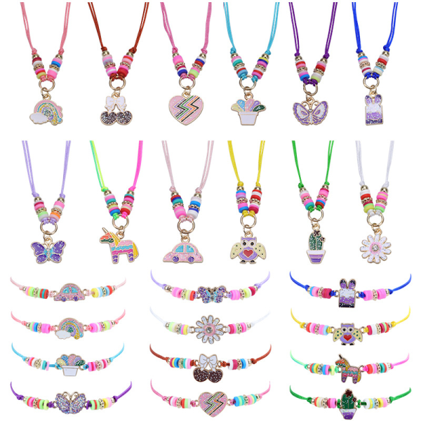 24pcs Girls Necklace Bracelet Bangle Necklace Friendship Unicorn