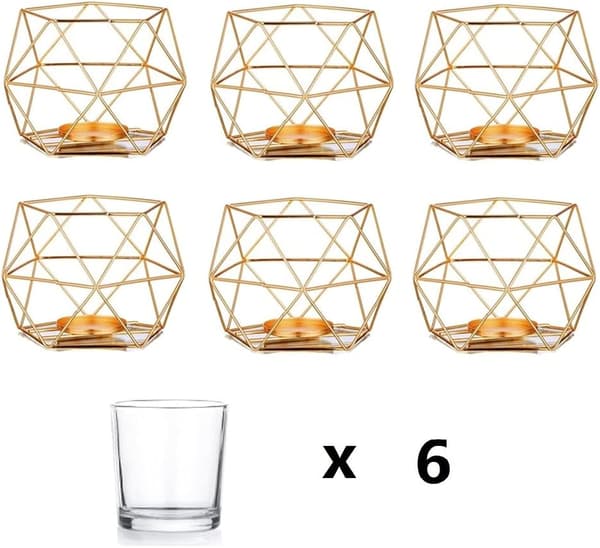 Tealight-hållare Guld Ljusstake - Set om 6 Bröllopscenter