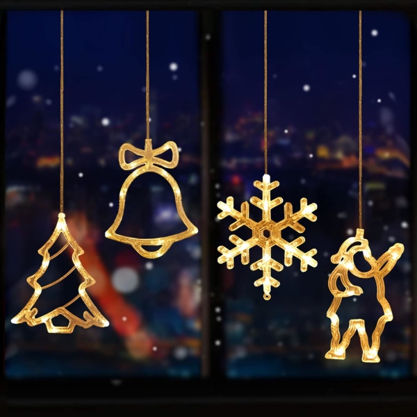 Julegardinlys, vindusdekorasjonslys, varmhvitt lys
