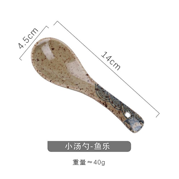 Japansk stil Hefeng keramisk glasyr sked fisk musiksked