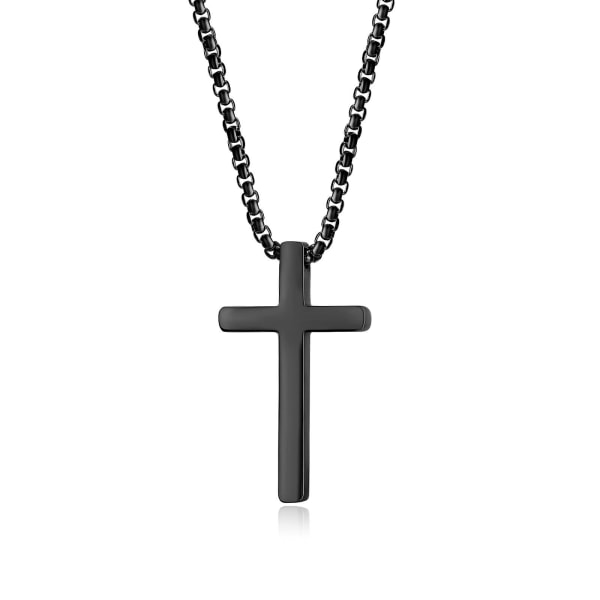 Korshänge, korshänge i rostfritt stål med 55 cm kedja för män, kvinnor, silver, svart, guld (svart)