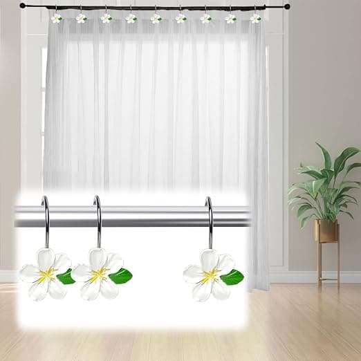 12-pack duschdraperiringar, duschdraperiringar i metall och harts