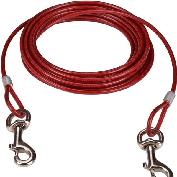 3 m kabel, kabel med dobbelt ende, kabel til kæledyrsbånd (3 m, rød)
