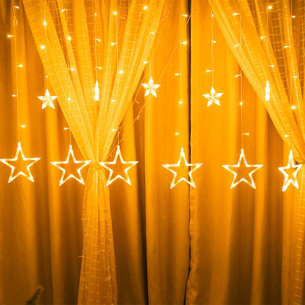 Stjernelys streng LED stjerne gardin, gardinlys, pentagram deco