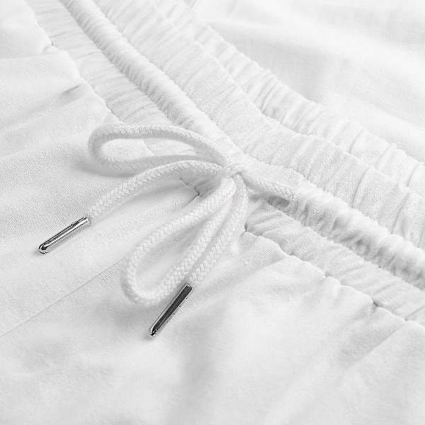Herre Bukser i Linned Look - Løs Pasform - Elastisk Talje - Casual Strand Yoga Bukser（M Sort）