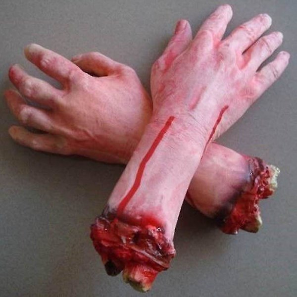 1 stk. Skummel avskåret blodig falsk latex livstørrelse arm hånd Halloween Pro