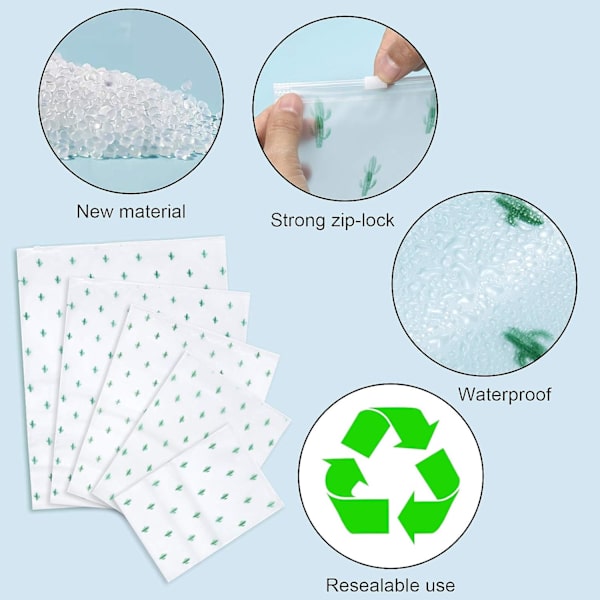 Lækagesikker pose, 25 stk. gennemsigtig frostet plast lynlås St