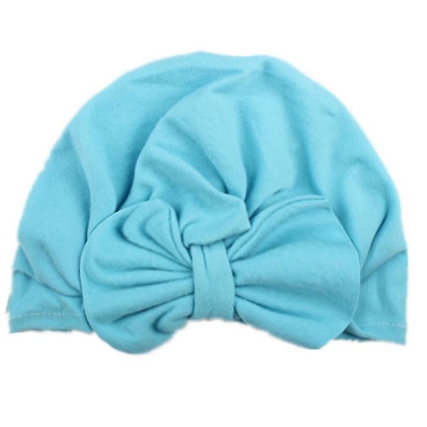 Nyfødt Baby Turban Knude Hoved Wrap Comfy Drenge Piger Hue Hat Cap Blå