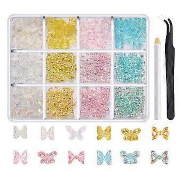 1 Ask 3D Fjärilsnagelberlocker Strass Hantverk Nagelkonsttillbehör Resin Nageldekoration för Nagelentusiaster 12FH12