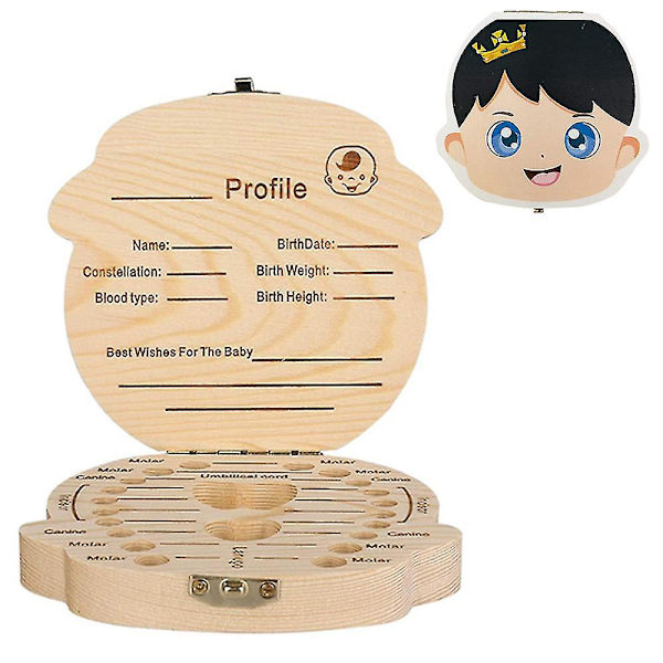 Baby Tandkasse Keepsake Til Piger, Træ Tand Opbevaring Og Saver Box（Drenge）