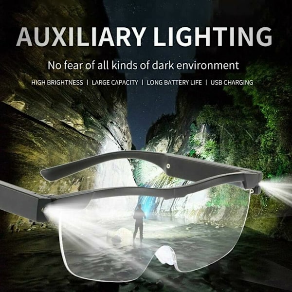 Suurennuslasit 2 LED-valolla, lukusuurennuslasit 160% suurennos