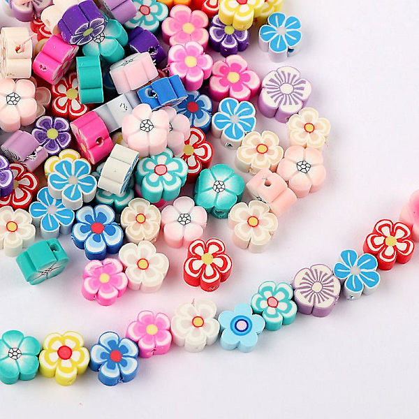50 stk blandede fruktskiver perler søte leire frukt skiver perler polymer leire perler diy armbånd perler for diy smykker（E）
