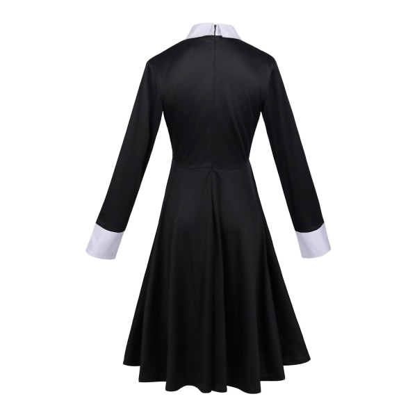 Addams Family Girl's Women's Wednesday Addams Cosplay Costume Dress (130 cm)