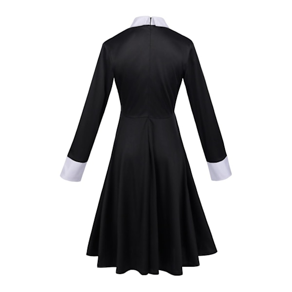 Addams Family Jentekvinners Wednesday Addams Cosplay Kostymedress (L)