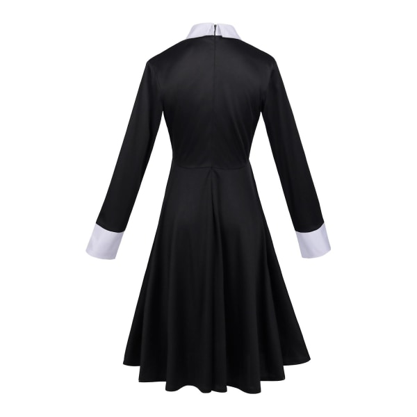 Addams Family Tyttöjen Naisten Keskiviikko Addams Cosplay-asu Mekko（XL）