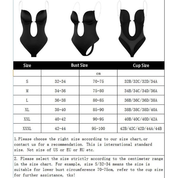 Kvinnors djupt V-ringade body shaper rygglös bh body shapewear U-ringad sömlös string full bodydräkter hud（XXXL）