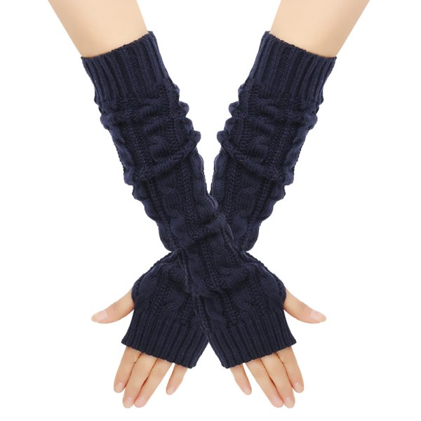 Dame Kasjmir Strikkede Varme Albuen Lengde Tommel Hull Fingerless