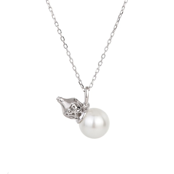 Nouveau collier de perles naturelles design délicatement ajouré lucky silver pendentif