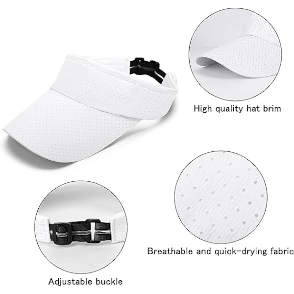 Solskärm för män kvinnor - Golf solskärm keps tennis solskärm sport justerbar mycket tunn solskärm snabbtorkande unisex keps keps，Vit