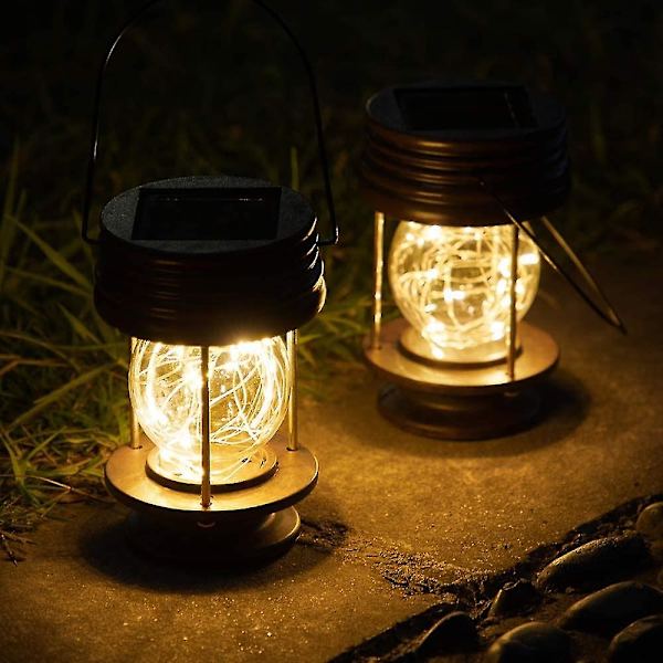 Utomhus hängande solcellslyktor vattentäta med retrodesign solcells-LED 2 st