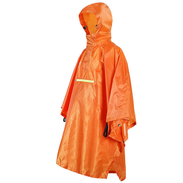 Regnrock för män, kvinnor, reflekterande regnkläder, regntät poncho med reflexremsa (orange)