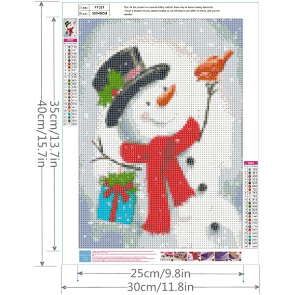 Julsnöman Diamantmålning Kits för Vuxna, Diamantmålning Kits för Barn, 5D Diamantmålning Kits för Vuxna, Julsnögåva, för Hemväggdekor 12x16 Tum
