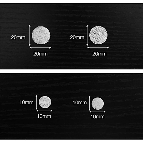 Förpackning med 1000 självhäftande kardborrprickar på 15 mm. 500 par självhäftande