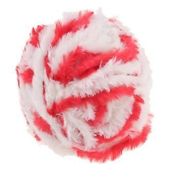 DIY Polyester Chunky för Stickning Roving Virkning 32 Meter/Härva Röd Vit Red White