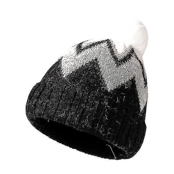 Dame Vinterhue med Pompon i Kunstpels - Sort