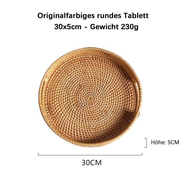 Bakke Dekorativ bakke lavet af rattan bakke med håndtag, (30×5cm),