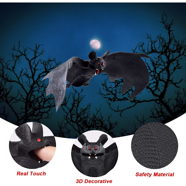 Halloween-flagermus, Halloween-dekoration flagermus 8 stk., 3D Halloween Han